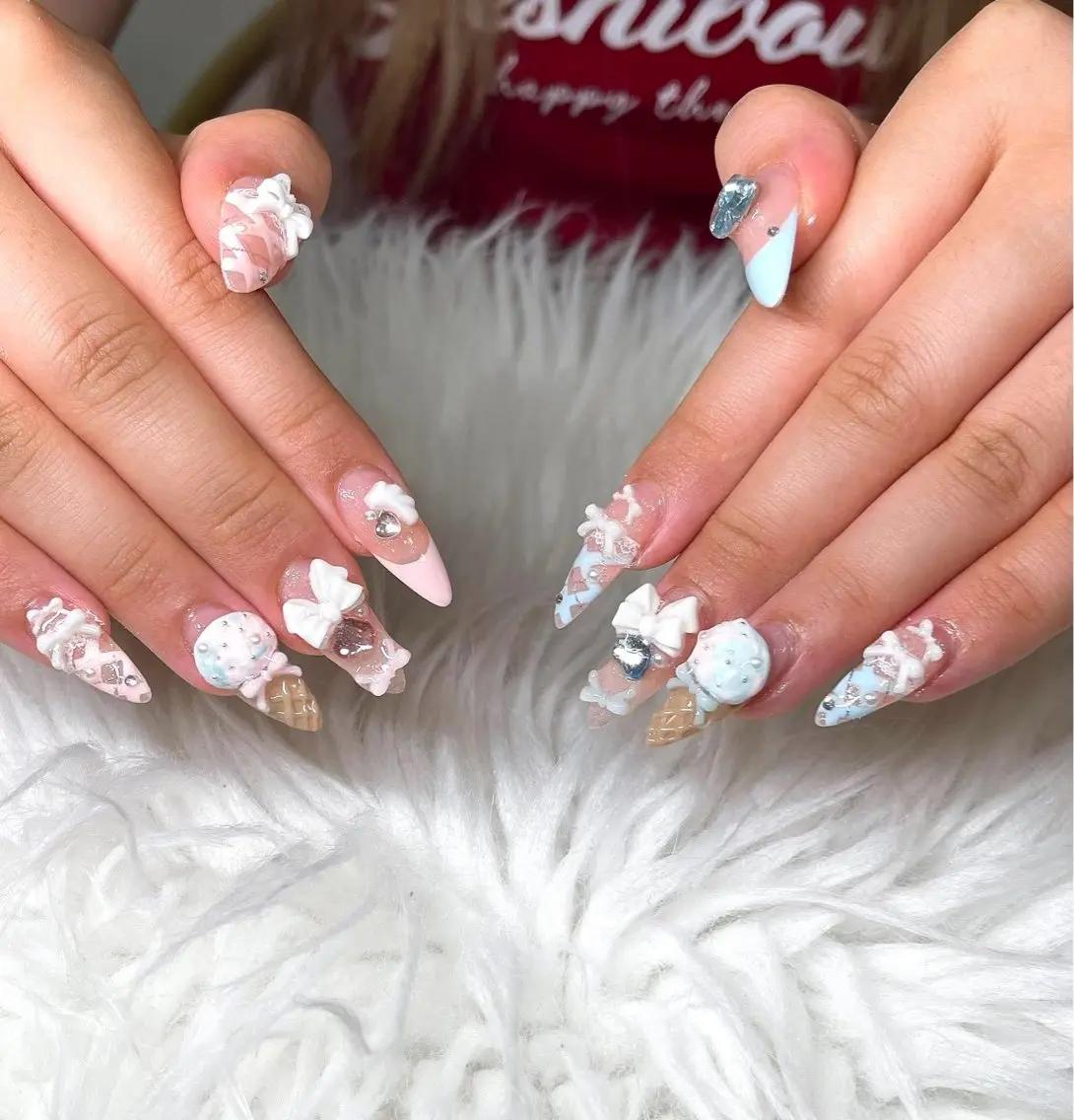 ネイル 長さ出し グラデーション 卒業式 キラキラネイル マグネットネイル Lee Nailsのネイルデザイン