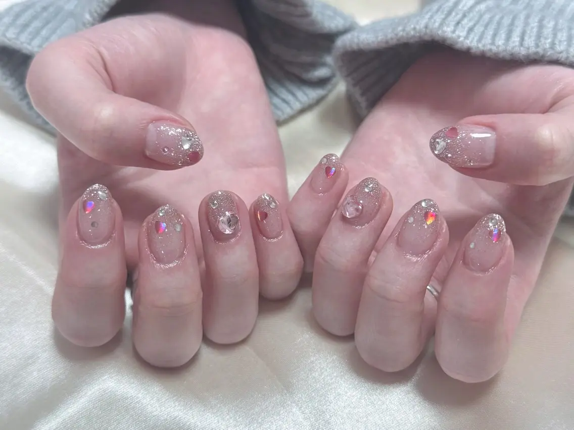 ネイル アートネイル オーロラネイル チークネイル フレンチネイル ガラスフレンチ ハンドネイル 🎀🎀YooLi Nail Salonのネイルデザイン