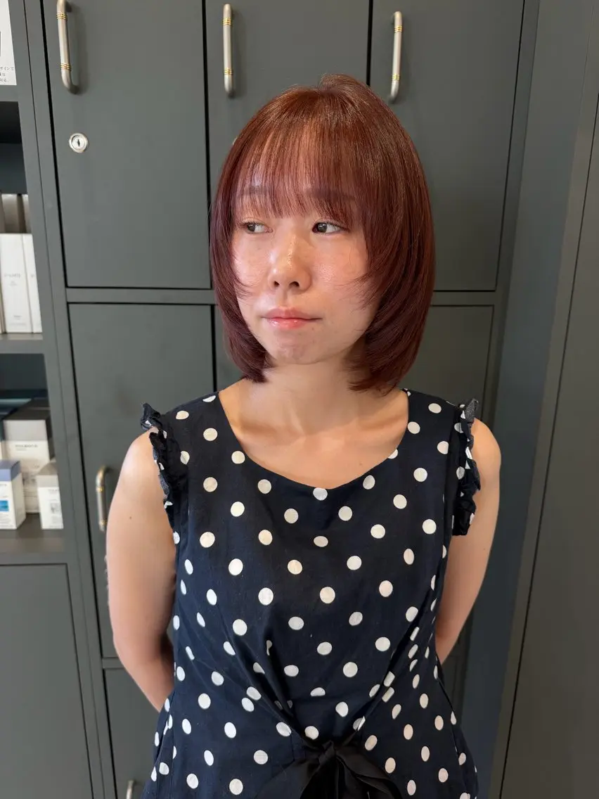 ミディアム カット ヘアカラー トリートメント maki💖艶髪/ レイヤー/髪質改善のヘアスタイル