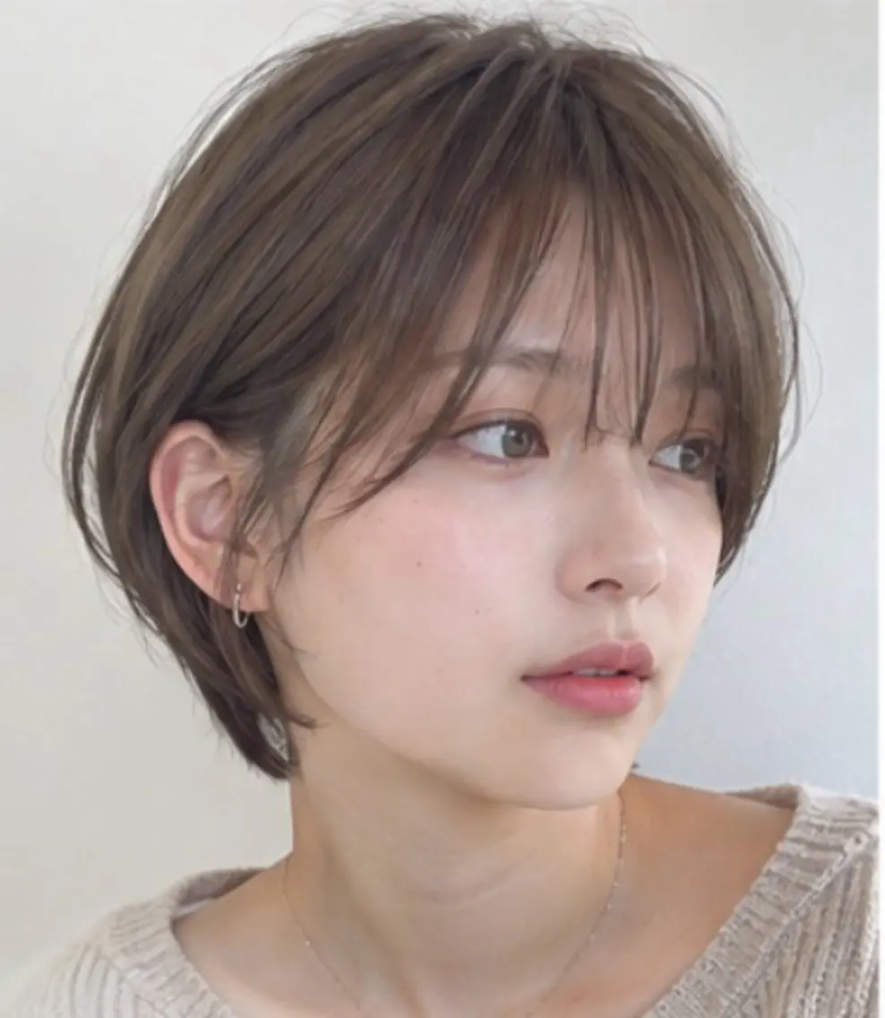 ショート カラー ショートボブ 丸みショート 透明感カラー ボブ くびれヘア FORCE 青木明日翔のヘアスタイル
