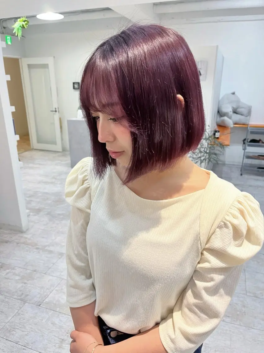 ミディアム カラー ブラウンカラー ラベンダーカラー ピンクカラー ピンクラベンダー ヘアカラー piLLon mayuのヘアスタイル