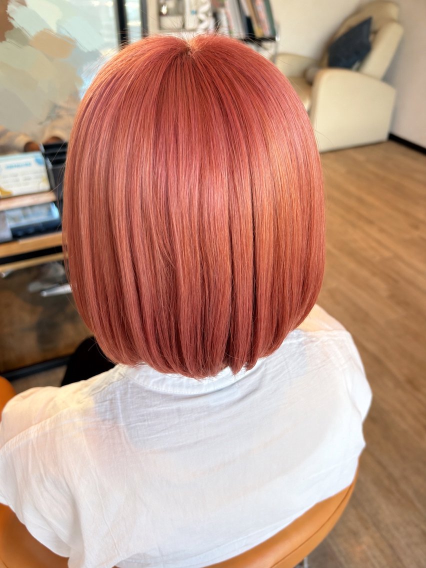 カラー ブリーチ ダブルカラー オレンジ ピンクカラー 髪質改善サロン 🍒Asami🍒のヘアスタイル