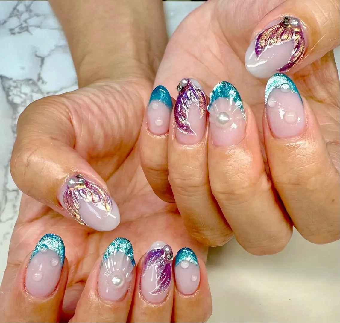 ネイル マグネットネイル ニュアンスネイル ワンカラーネイル 夏ネイル Mai’s nailのネイルデザイン