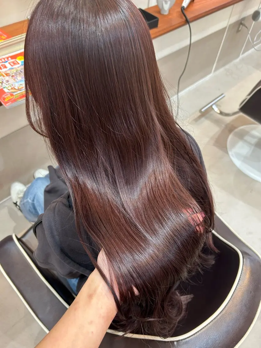 ロング カラー カット ヘアカラー トリートメント お顔周り/オリーブ/ Wカラー/mei大名のヘアスタイル