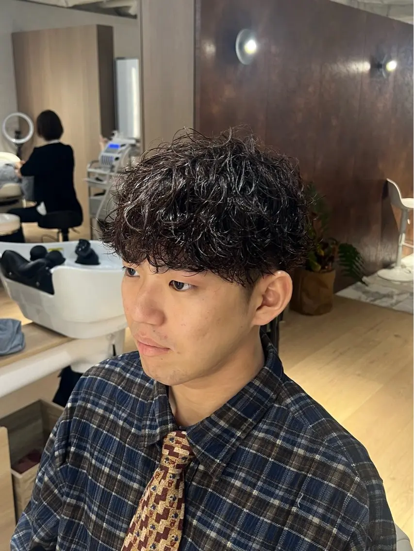 ショート パーマ メンズ カット パーマ 梅田茶屋町メンズ 専門美容師 山元一平のヘアスタイル