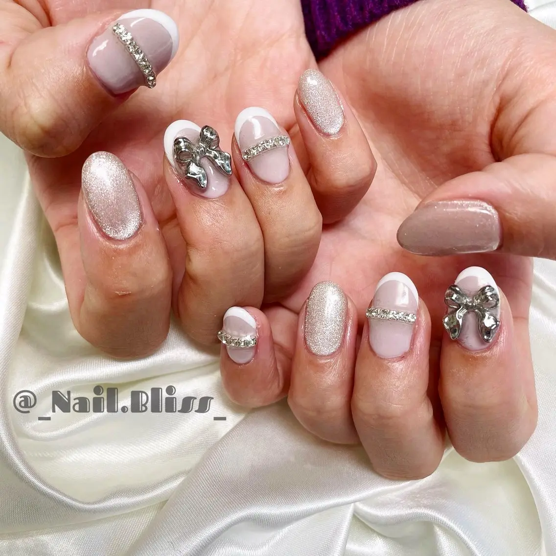 ネイル フレンチネイル マグネットネイル ハンドネイル NAIL BLISSのネイルデザイン