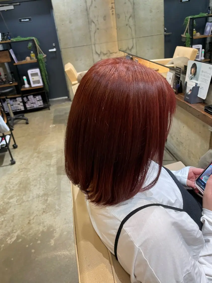 ミディアム カラー ブリーチ ブリーチなしカラー 江戸川区reine 舜也のヘアスタイル