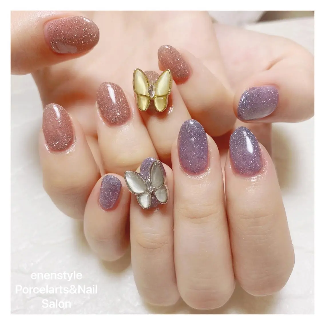 ミディアム ネイル ハンドネイル 🐾enen style 🐾のネイルデザイン