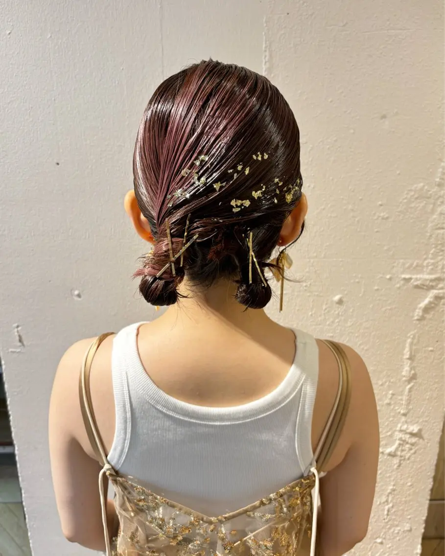 ヘアアレンジ お団子ヘア ボブ ヘアセット サソウ ユリエ🥥のヘアスタイル