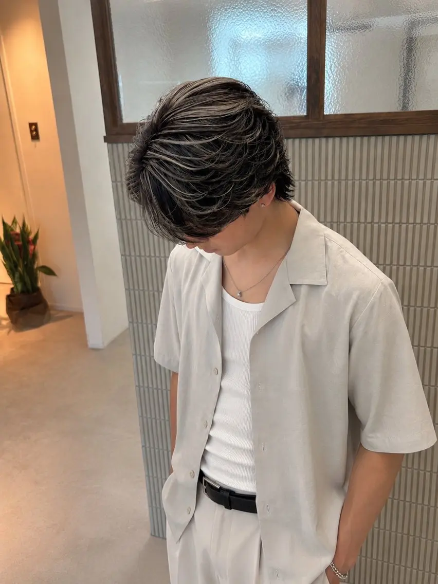 ミディアム カラー メンズ メンズメッシュ メッシュ カット ヘアカラー 💎Dia/響🌍 メンズカット/カラーのヘアスタイル