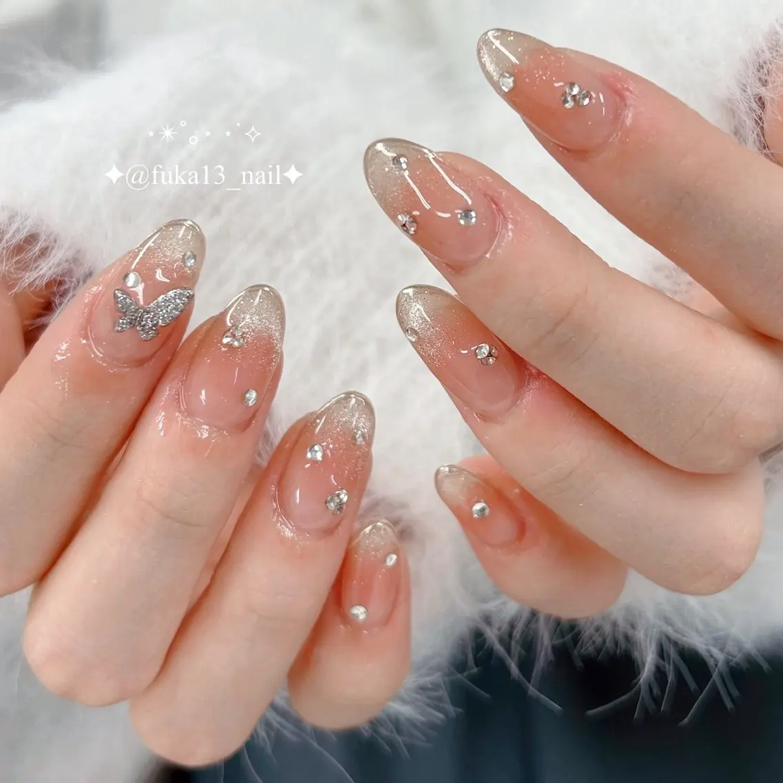 ネイル チークネイル 成人式 フレンチネイル キラキラネイル 韓国ネイル ハンドネイル Nail♡Fuka. /6月予約受付中のネイルデザイン
