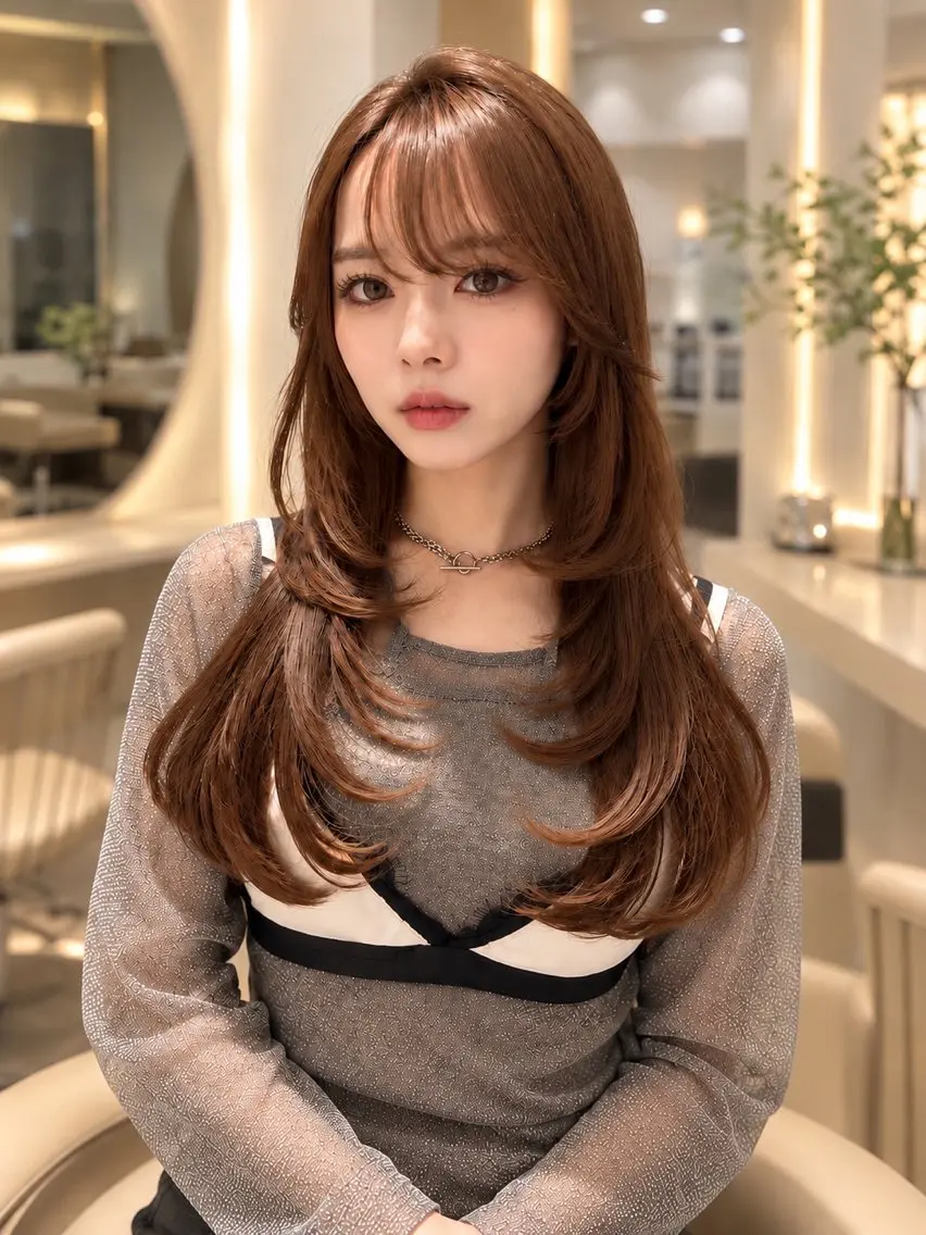 ミディアム カラー カット ヘアカラー トリートメント 🦋韓国girly 艶髪矯正🦋凛太郎のヘアスタイル