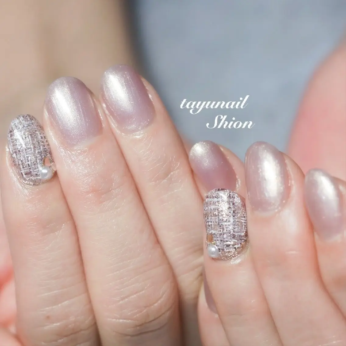 ネイル ジェルネイル パラジェル ツイードネイル 冬ネイル ネイルサロン 【たゆnail】のネイルデザイン