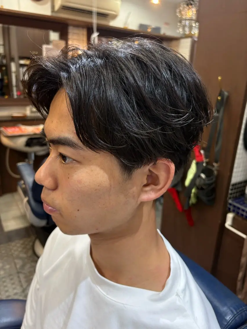 ショート メンズ フェザーパーマ メンズパーマ カット パーマ トリートメント ルピナス中田店長 山口大地のヘアスタイル