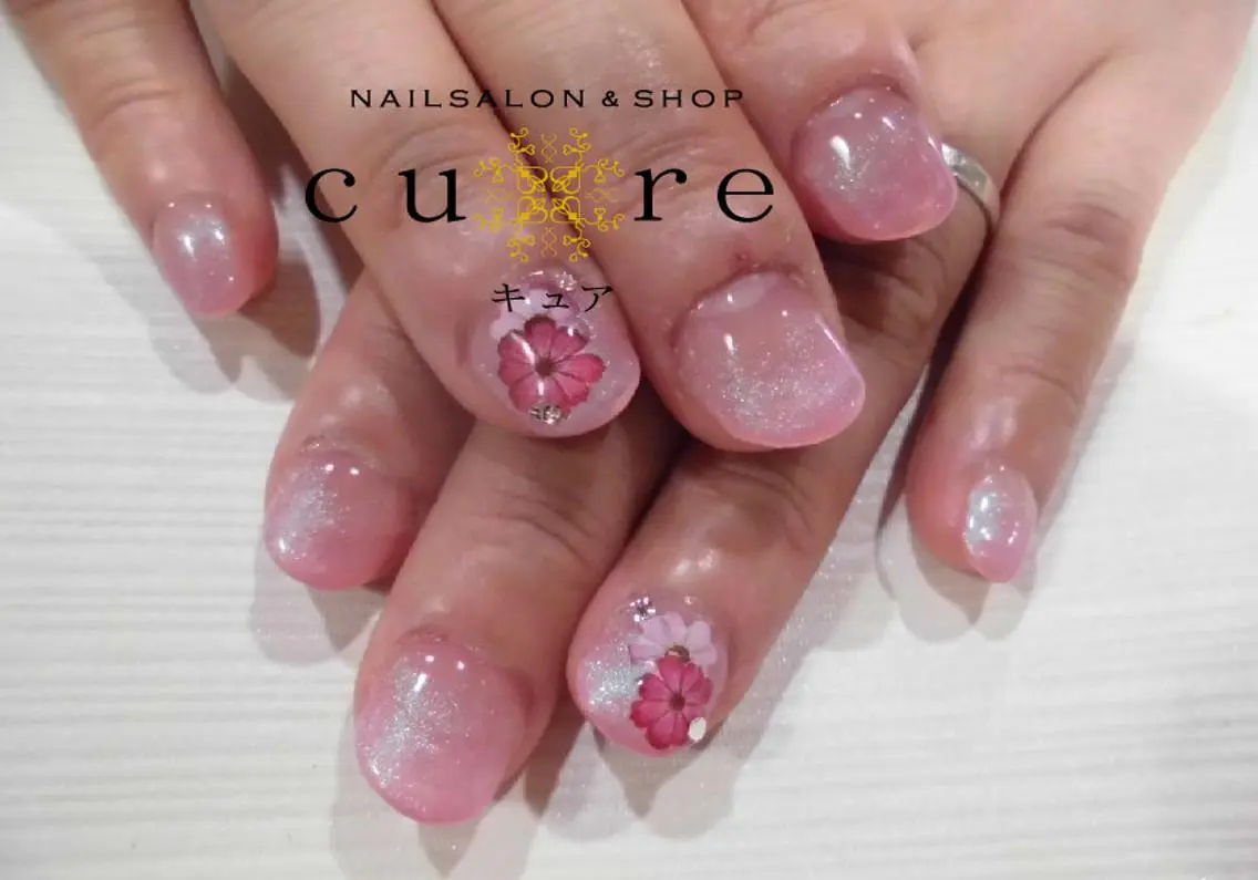 ショート ネイル 長さ出し ネイルサロン Cureのネイルデザイン