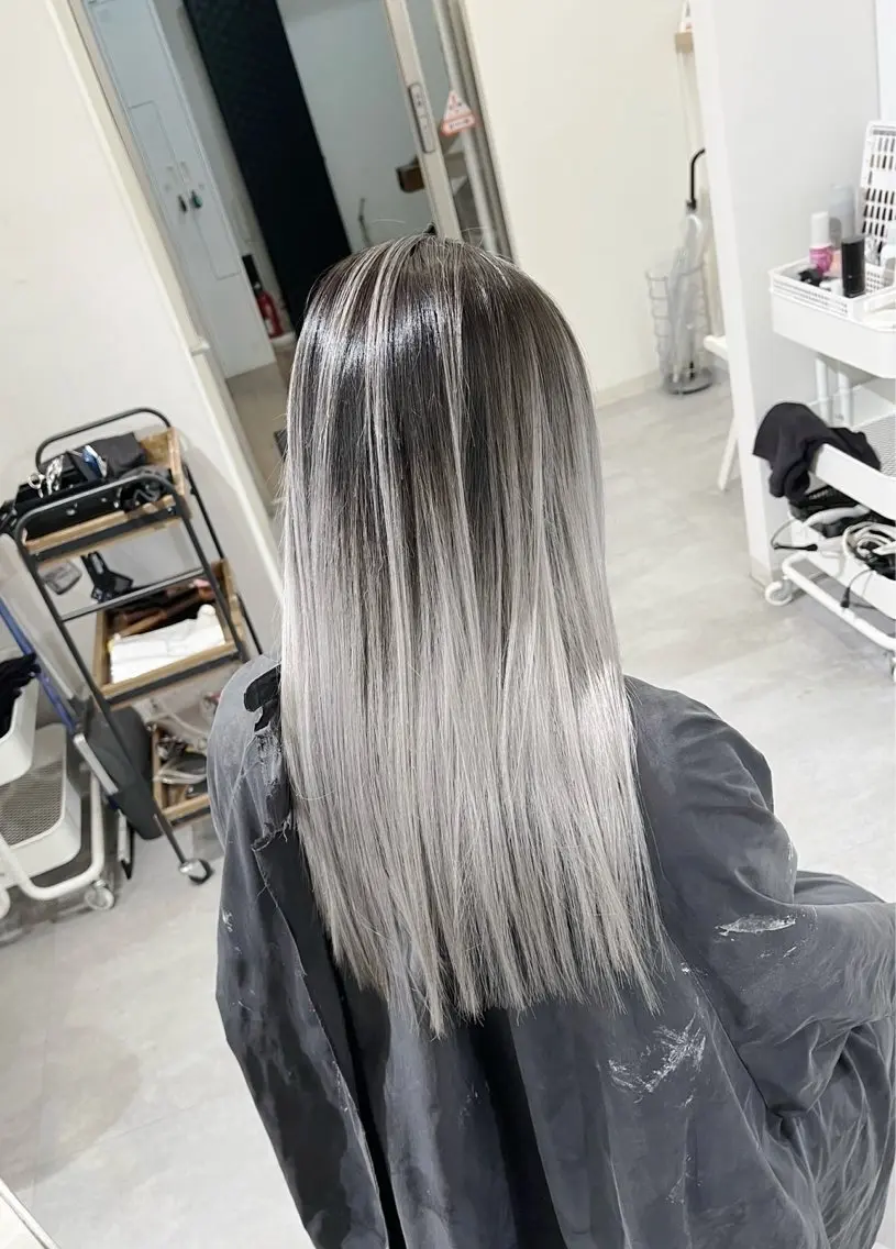 ロング カラー バレイヤージュ シルバー ホワイトシルバー レイヤーカット 指名数No.1 /NAOYAのヘアスタイル