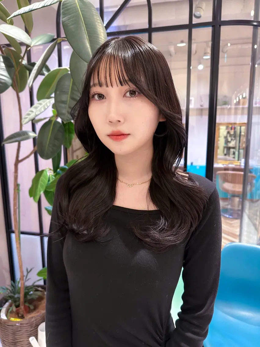 ロング カット ヘアカラー トリートメント レイヤー🇰🇷小顔 見せ顔周り💕トモミのヘアスタイル