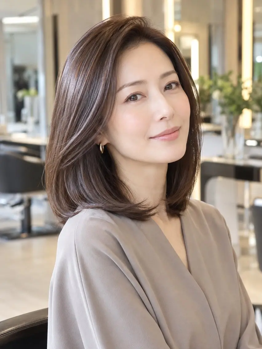 ミディアム カット ヘアカラー トリートメント 西山竜一 /垢抜け大人髪のヘアスタイル