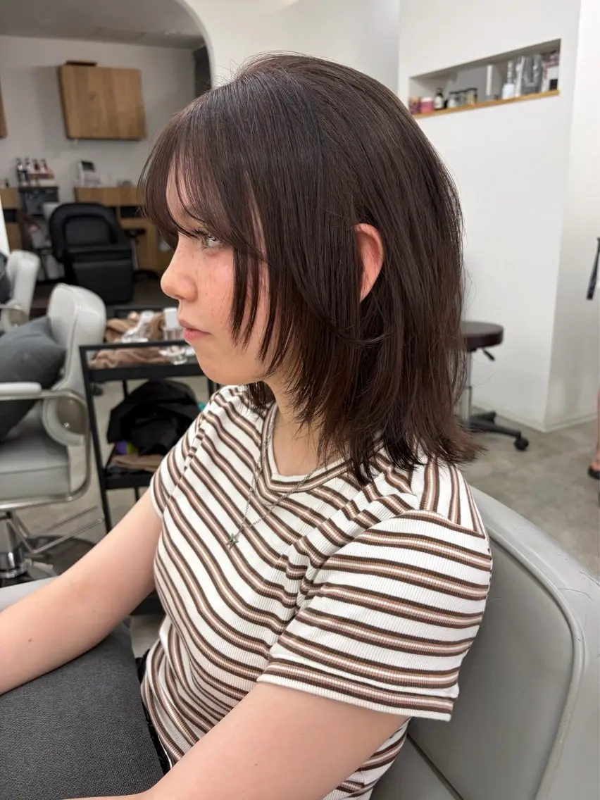 ミディアム カラー カット ヘアカラー トリートメント ベージュ⟡˖レイヤー ˖ ࣪⊹あずきのヘアスタイル