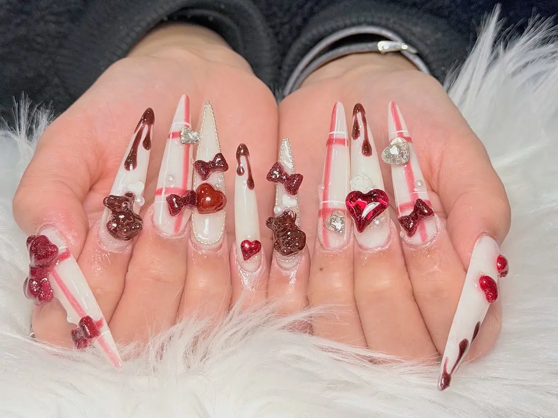 ネイル 韓国ネイル ロングネイル シンプルネイル スーパーロングネイル Luci Nail Shinokuboのネイルデザイン