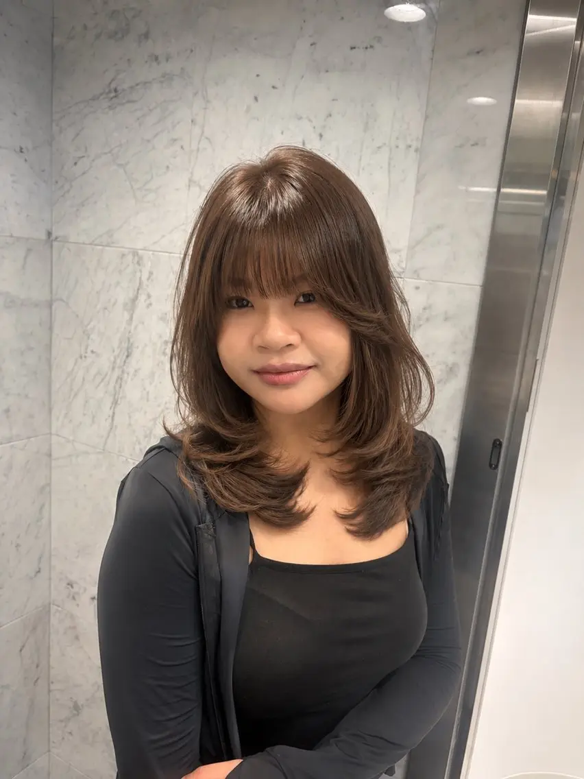 セミロング カット ヘアカラー トリートメント ヘッドスパ ヘアセット 盛れる艶カラー× レイヤーカット/咲来のヘアスタイル