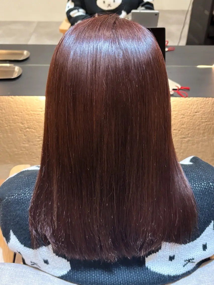 セミロング カラー ブラウンカラー ピンクカラー ピンクブラウン mit セン北のヘアスタイル