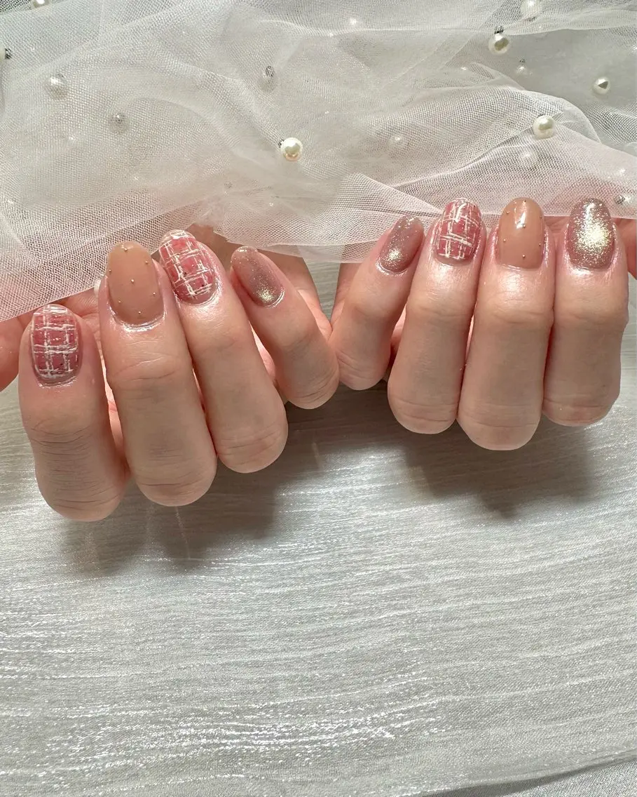 ネイル ドット マグネットネイル ピンク ピンクベージュ シンプルネイル Sei | cres nailのネイルデザイン