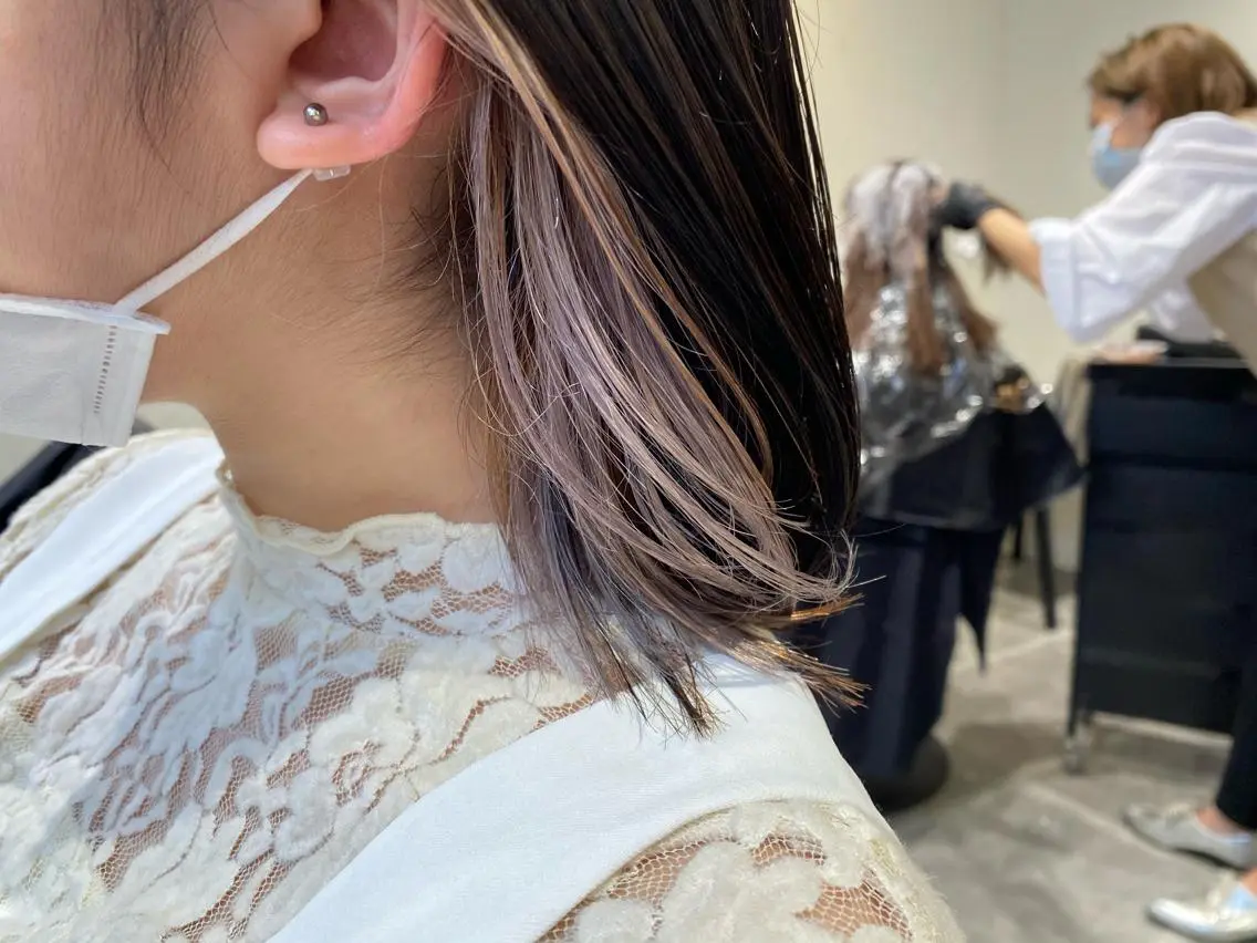 ミディアム カラー ヘアアレンジ インナーカラー カット ヘアカラー トリートメント 竹内啓太 ボブのヘアスタイル