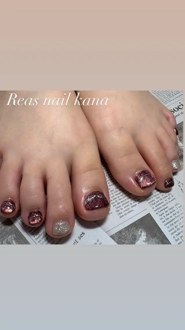 ネイル フットネイル ミラーネイル Reas nail kanaのネイルデザイン