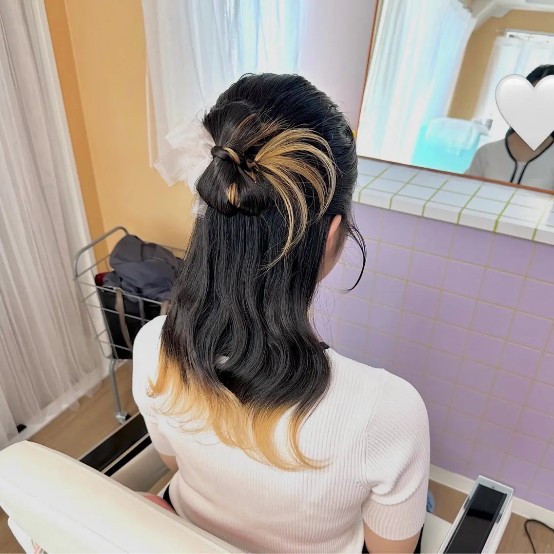 セミロング ヘアアレンジ ハーフアップ ヘアセット 杏寿 ヘアセットサロンのヘアスタイル
