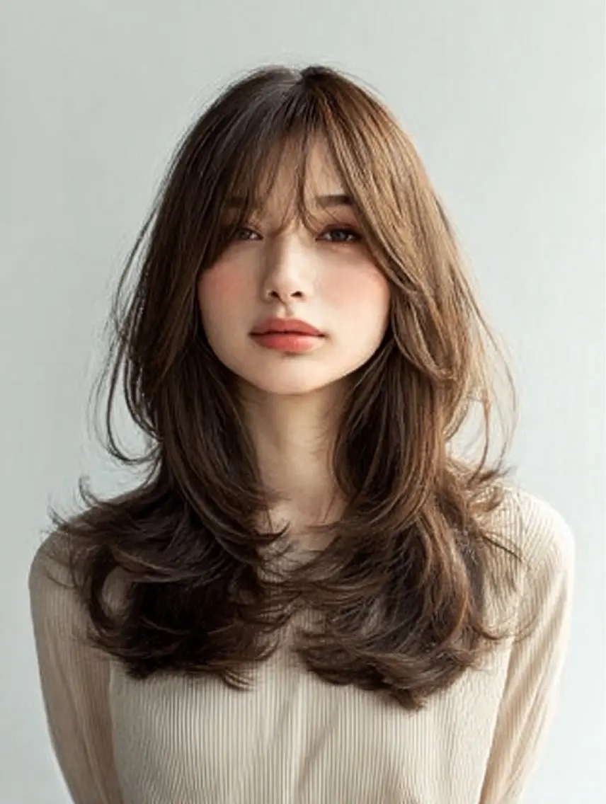ロング 縮毛矯正 絶対綺麗な暖色カラー 🎯あります✨増渕✨のヘアスタイル