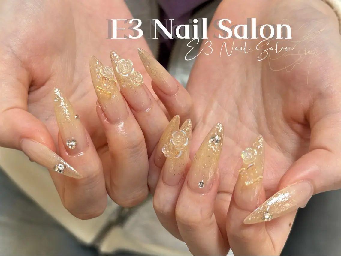 ネイル アニマル柄 オーロラネイル べっ甲ネイル ボルドー ブラウン ハンドネイル E3 Nail Salonのネイルデザイン