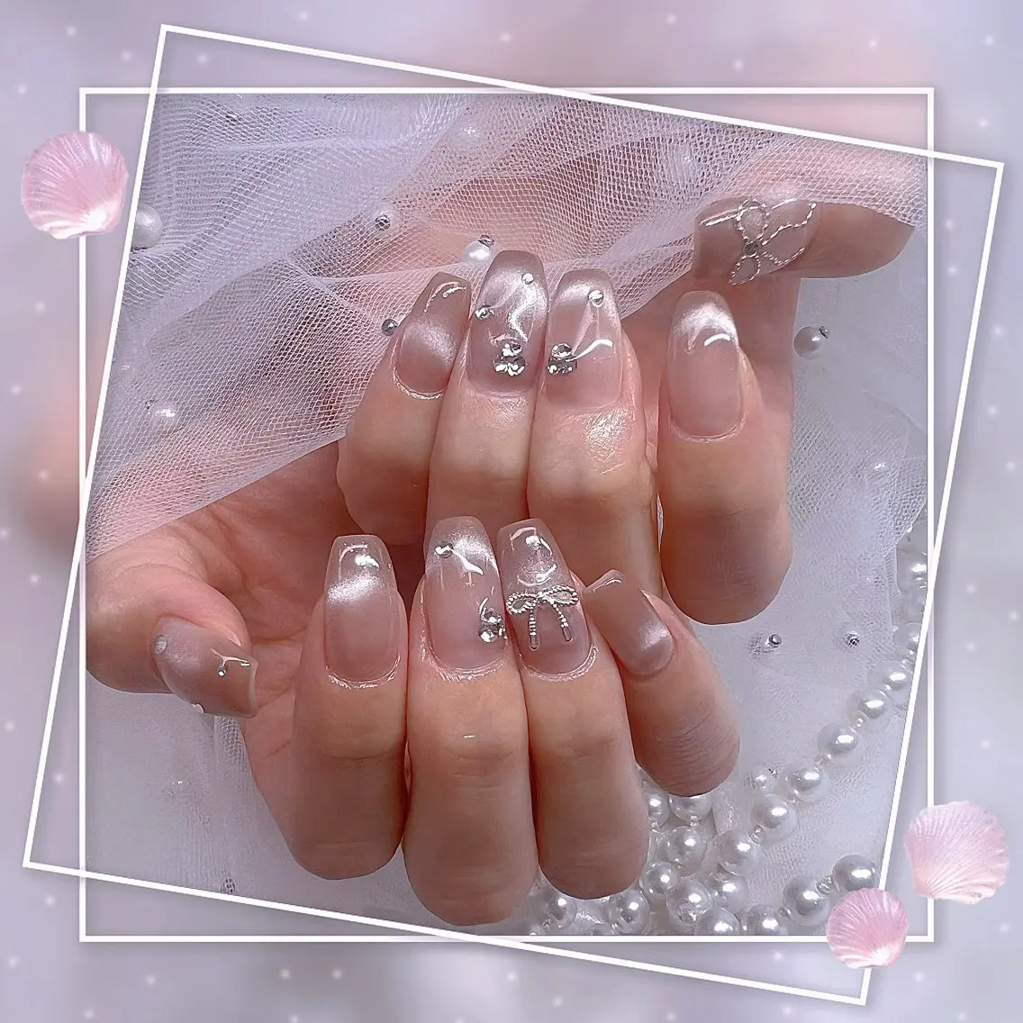 ネイル グラデーション マグネットネイル ピンク ワンホンネイル ハンドネイル ハンドケア Chill Nailsalonのネイルデザイン