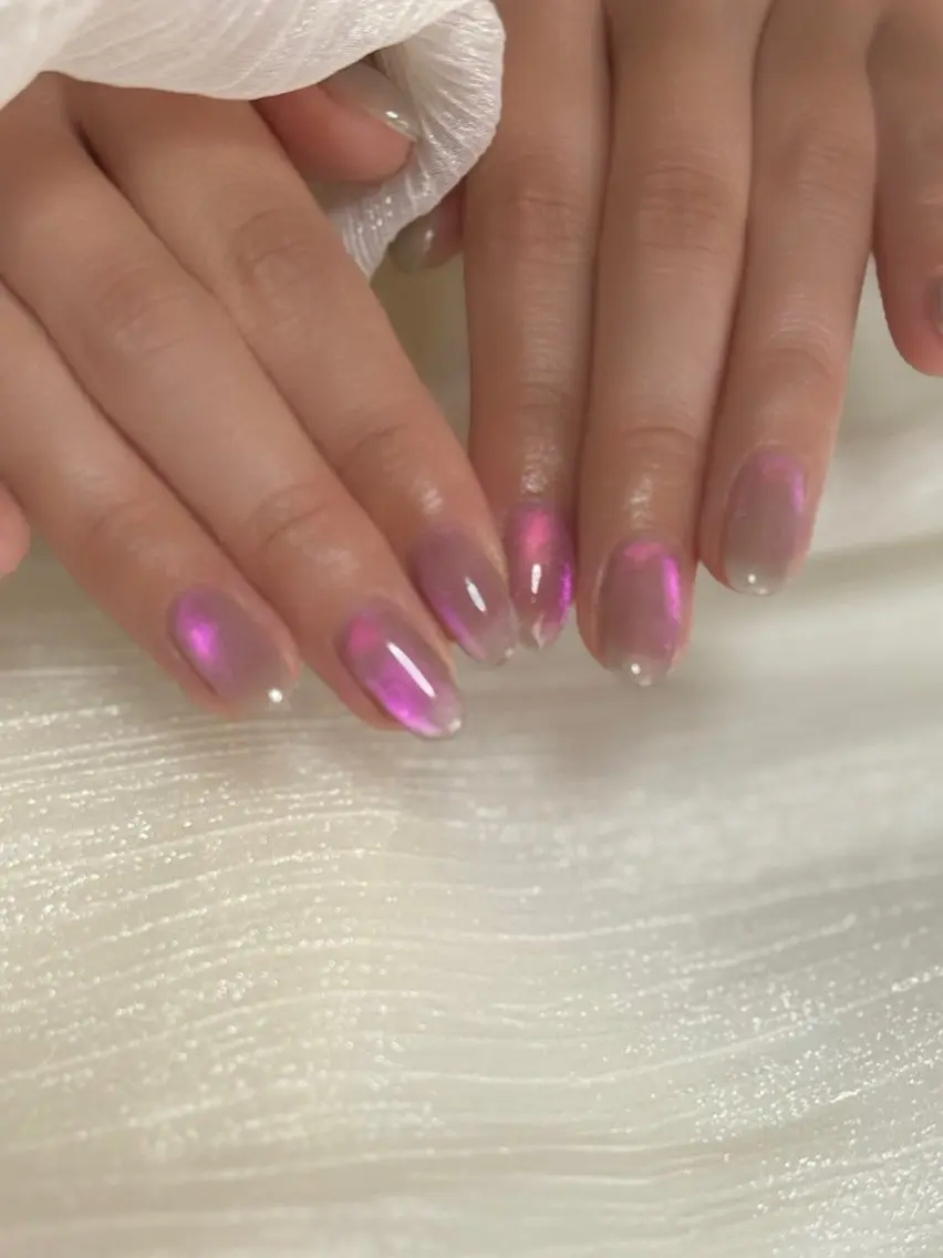 ネイル キラキラネイル マグネットネイル ピンク シンプルネイル ハンドネイル nail salon minthのネイルデザイン