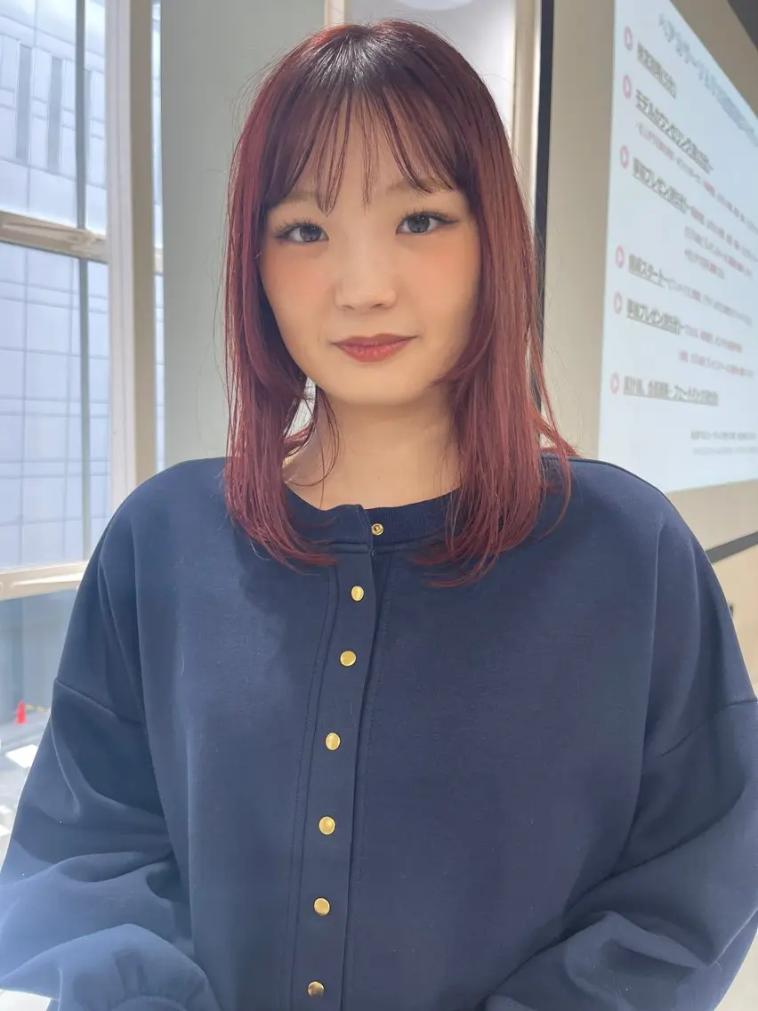 ミディアム カラー ブリーチ ダブルカラー ブリーチなしカラー ヘアカラー Terve.野崎 真里奈のヘアスタイル
