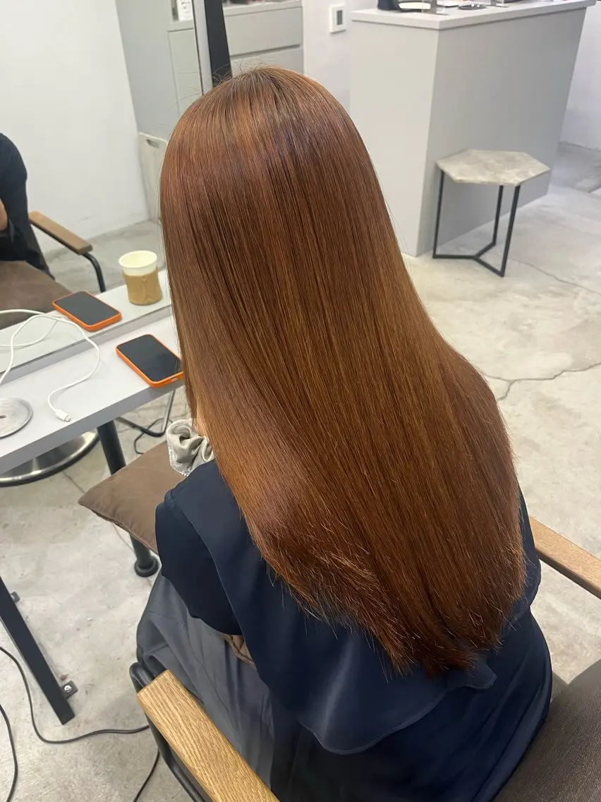 ロング パーマ 縮毛矯正 トリートメント 透明感×艶カラー ✨️美髪縮毛🍒リオのヘアスタイル