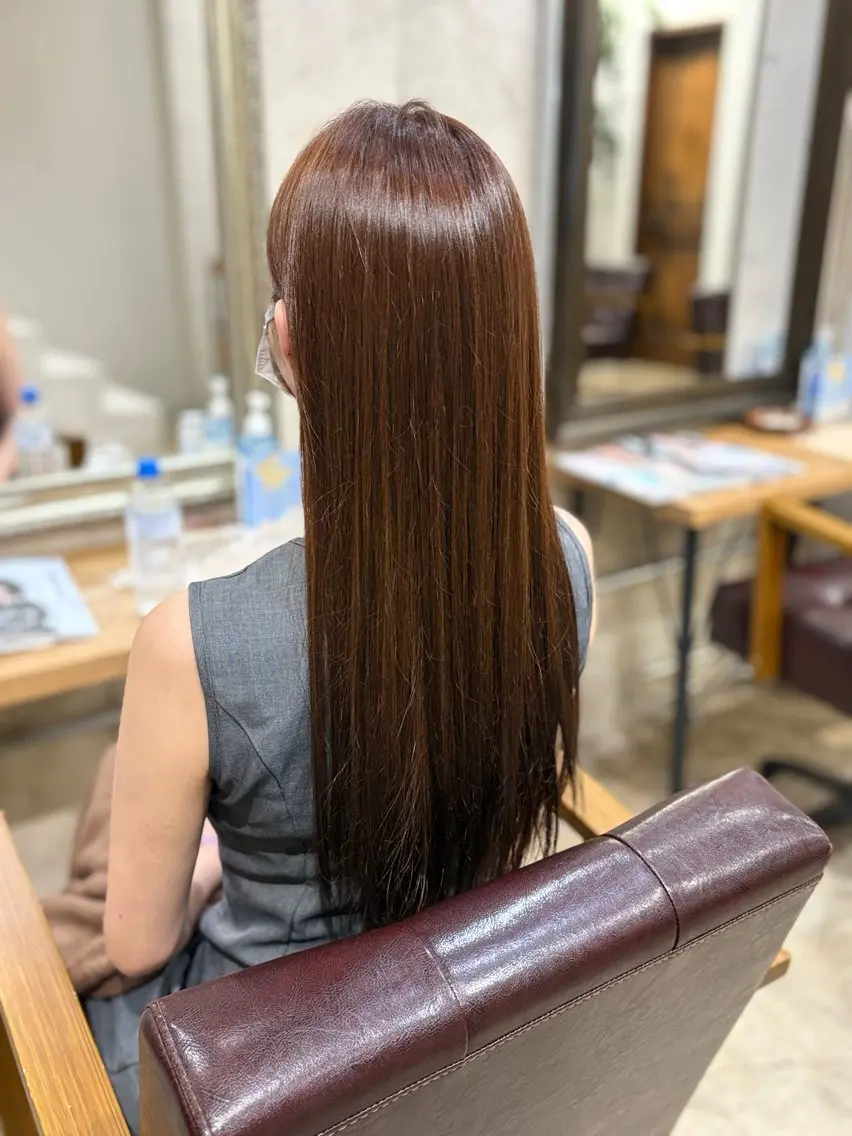 ロング オレンジブラウン ヘアカラー 表参道/南青山/ 蝦名まひるのヘアスタイル