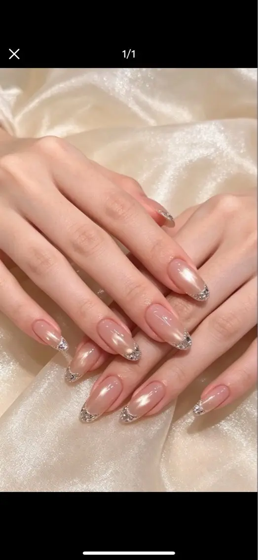 ネイル フレンチネイル ガラスフレンチ キラキラネイル ハンドネイル Meri nail-salonのネイルデザイン