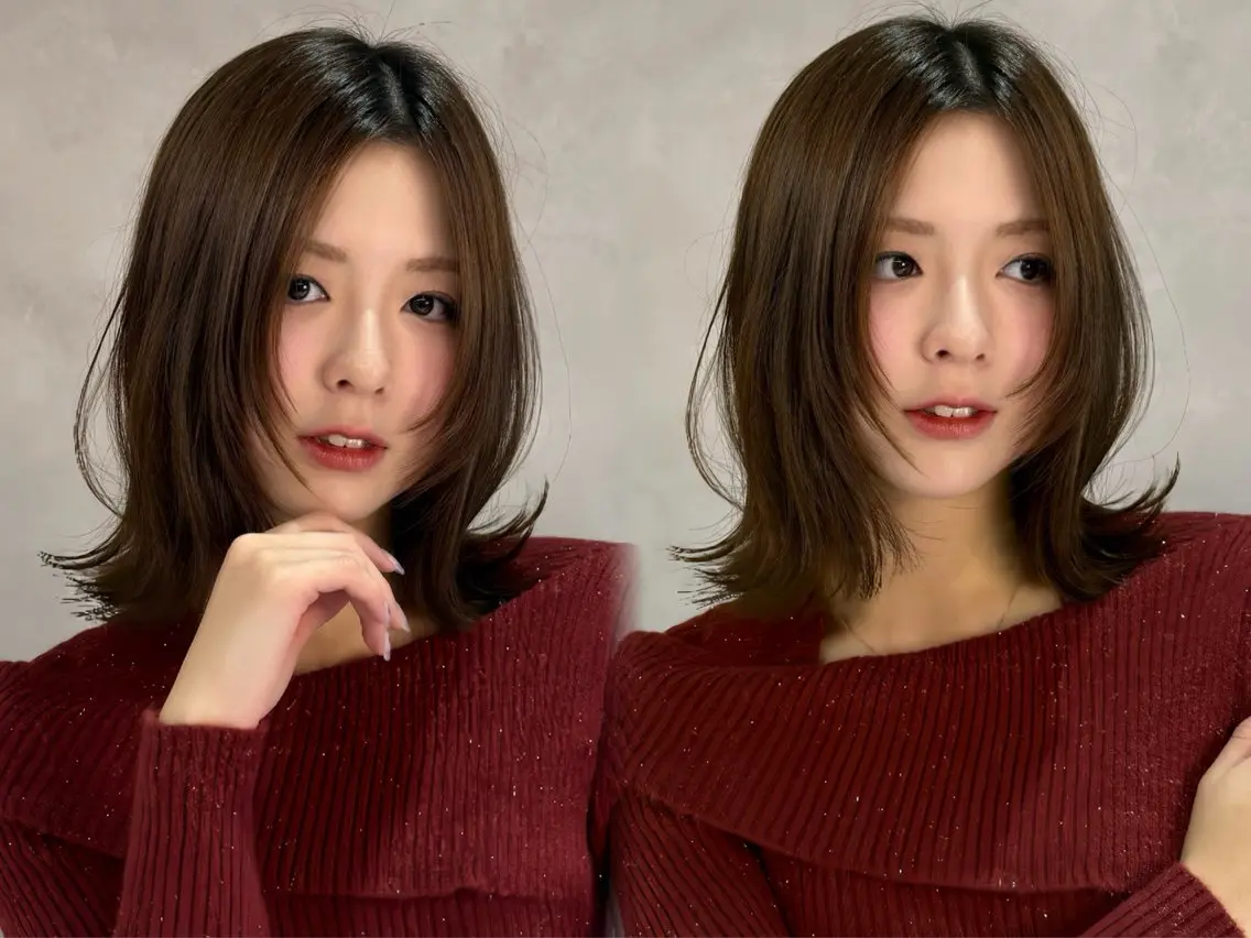 ミディアム カラー ブリーチ 透明感カラー ハイトーンカラー ボブ 韓国風ヘア カット ヘアカラー レイヤー💫Wカラー 🍎森貝洋亮🍎のヘアスタイル