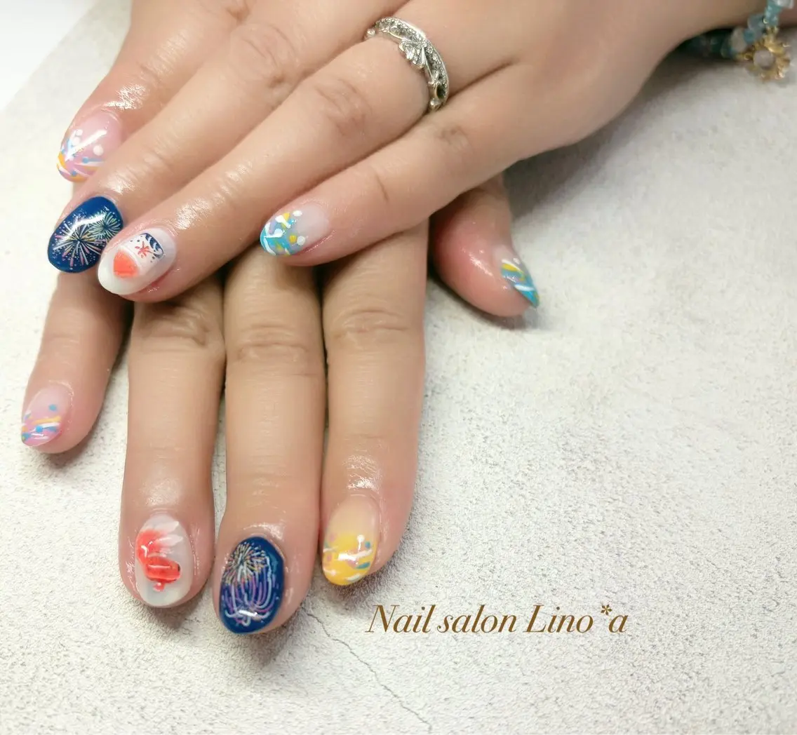 ネイル 持ち込み ヨーヨーネイル ハンドネイル Nail salon Lino*aのネイルデザイン