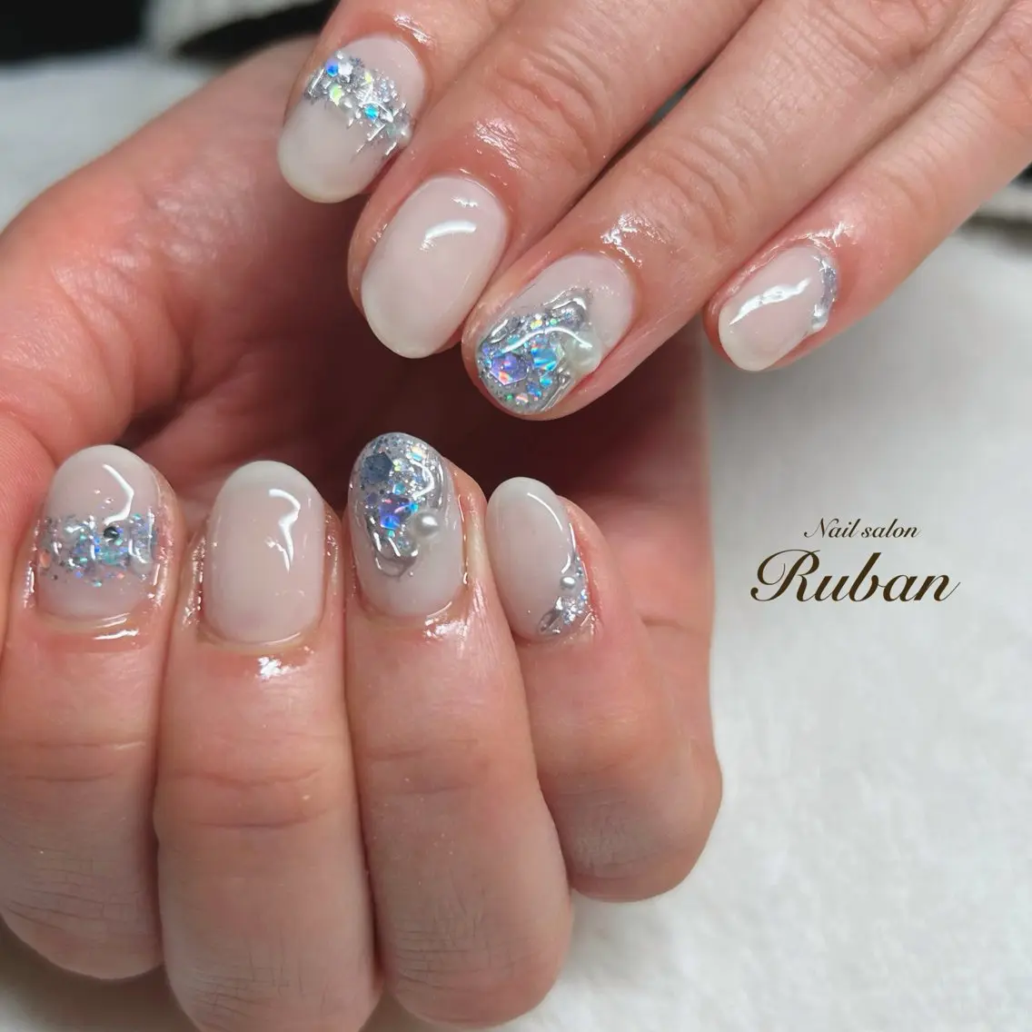 ネイル ブルー ホログラムネイル ニュアンスネイル Nail salon Rubanのネイルデザイン