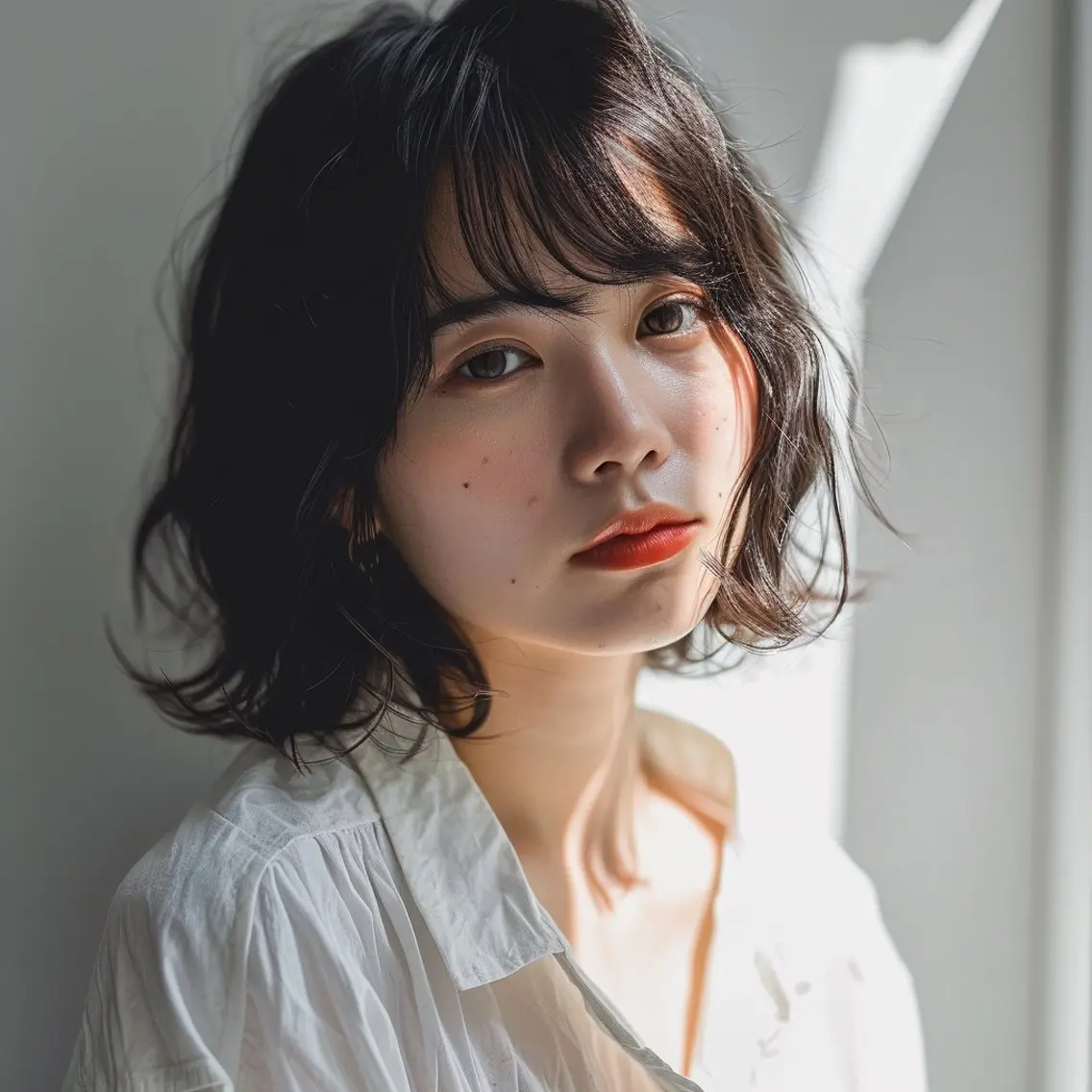 ミディアム レイヤーカット 外ハネヘア 髪質改善/白髪ぼかし KENTAのヘアスタイル