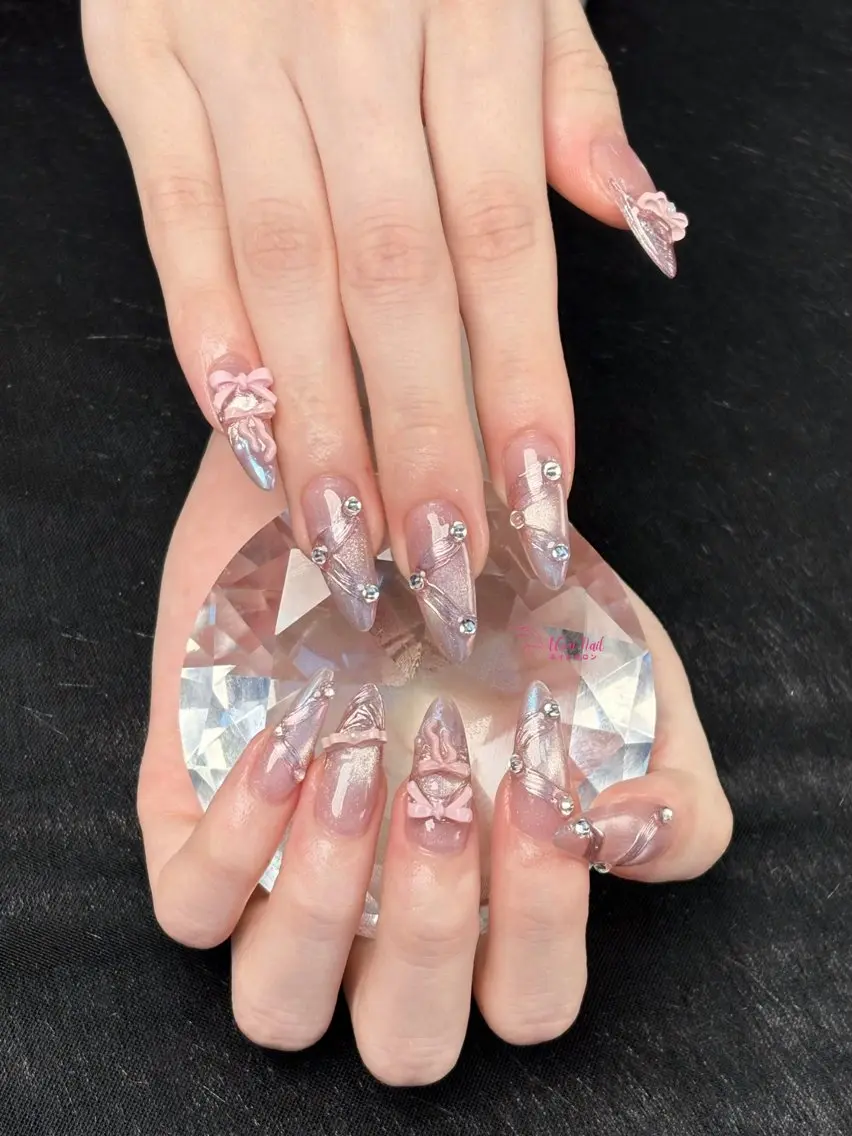 ネイル 桜ネイル 長さ出し フラワーネイル フレンチネイル ジェルネイル ハンドネイル ACon NailSalonのネイルデザイン