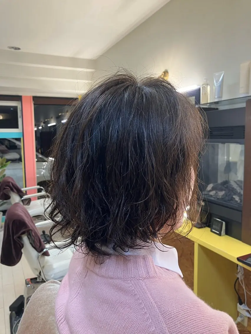 ミディアム カラー パーマ 横田 尚登のヘアスタイル