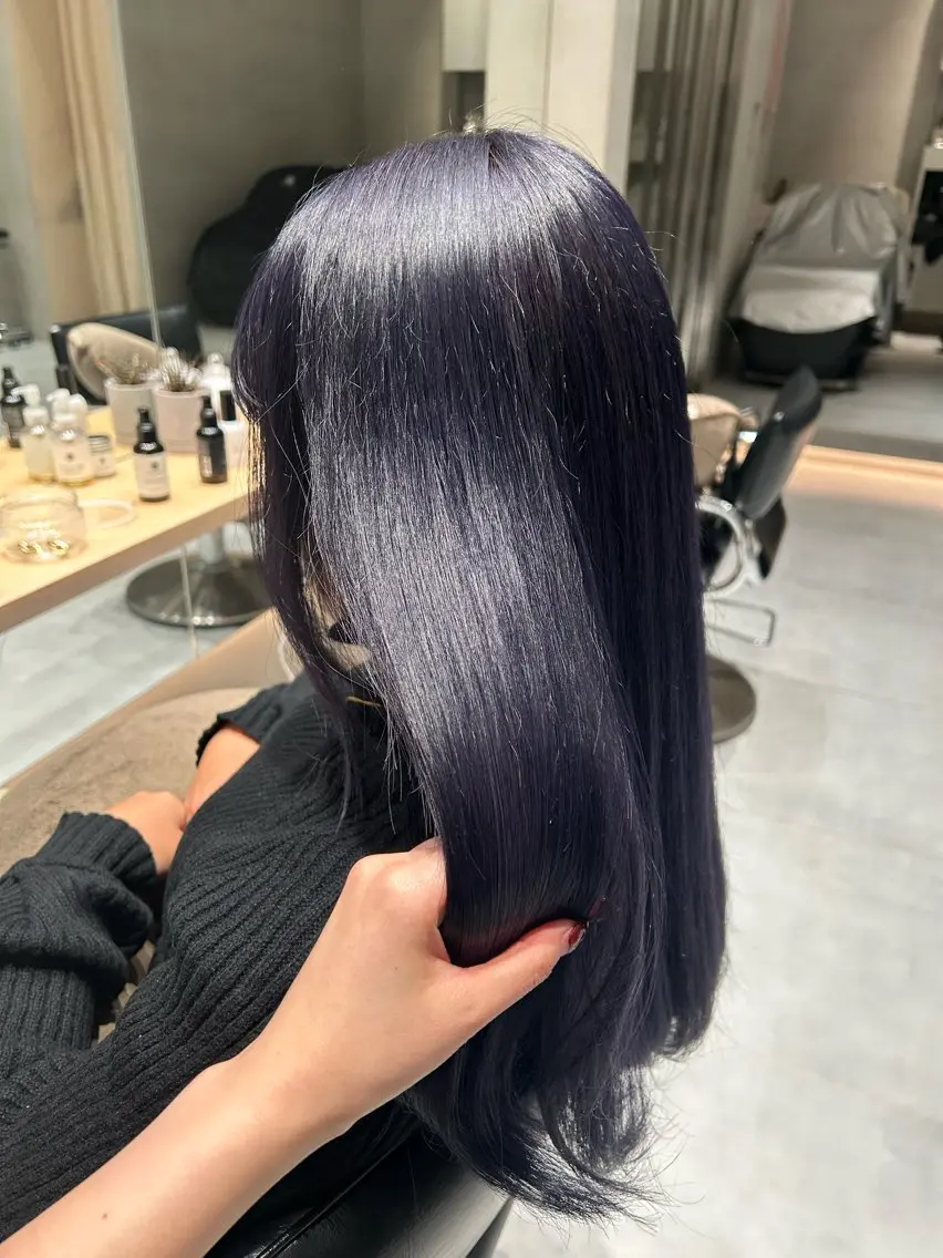 ロング カラー ブルーカラー ネイビーカラー ヘアカラー トリートメント ヘアセット 垢抜け/レイヤー /艶カラー🪼風香のヘアスタイル