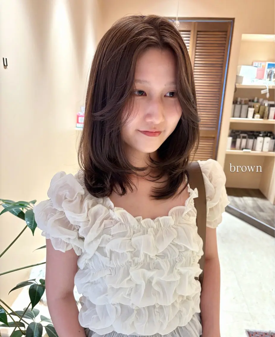 ミディアム カラー あお韓国へア🎀 emuのヘアスタイル