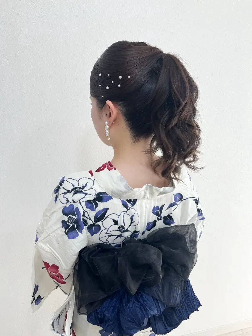 ミディアム ヘアアレンジ 浴衣 ヘアセットサロン /上坪愛美のヘアスタイル