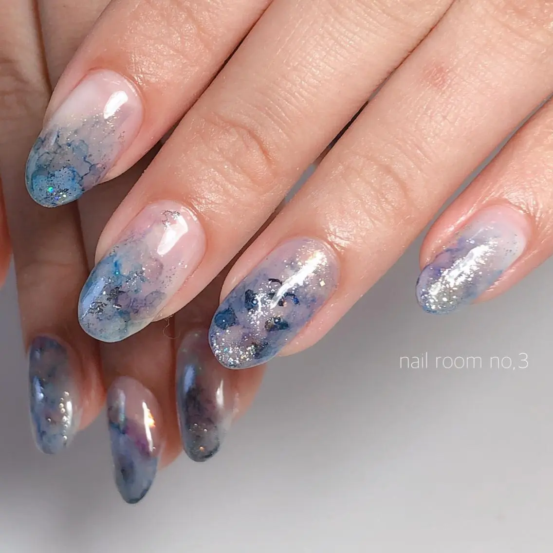 ネイル ブルー ニュアンスネイル ハンドネイル K yukaのネイルデザイン
