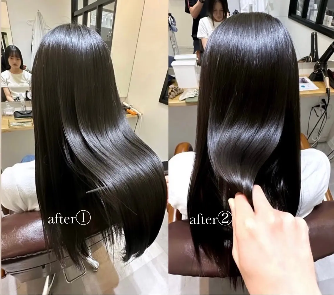 セミロング 髪質改善 縮毛矯正 トリートメント 酸性ストレート カット ヘアカラー トリートメント 【20代ダメージ毛に 髪質改善】のヘアスタイル