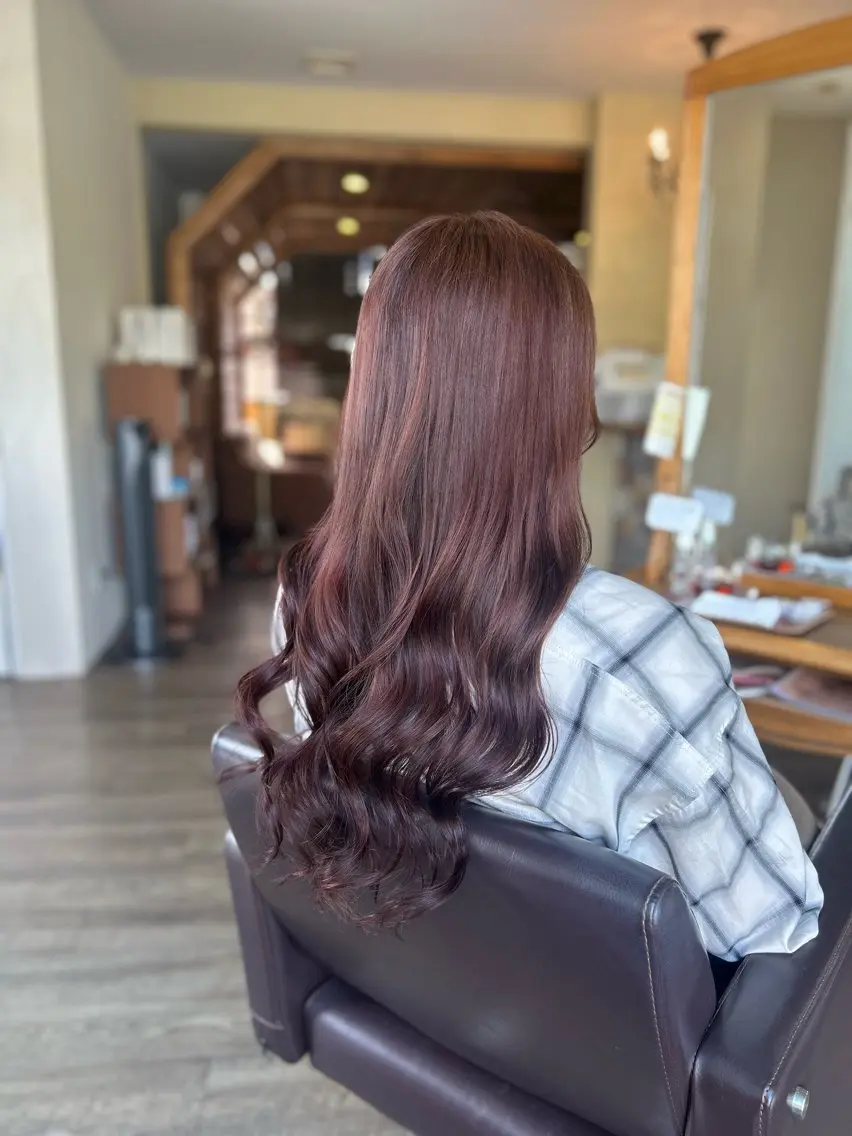 ロング カラー ブラウンカラー 透明感カラー ピンクカラー ピンクブラウン ヘアカラー 井上 花音のヘアスタイル